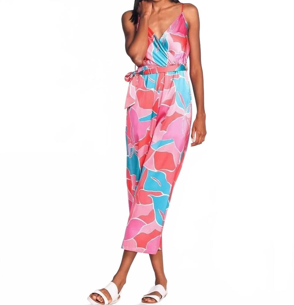 NEW PINK MARTINI noelle v-neck jumpsuit in pink